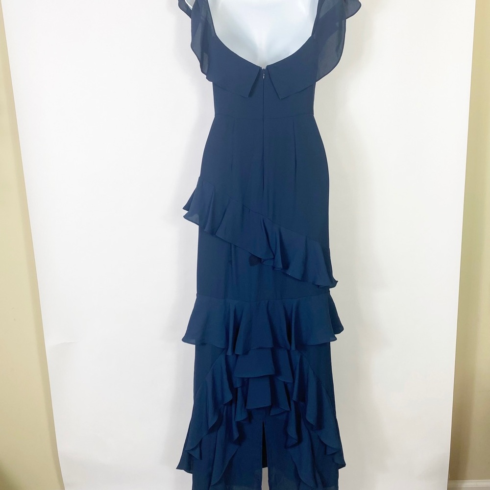 Wayf Blue Ruffled Tiered Gown Cute Fancy Party Ball Dress Cocktail Stylish XS - Picture 3 of 12